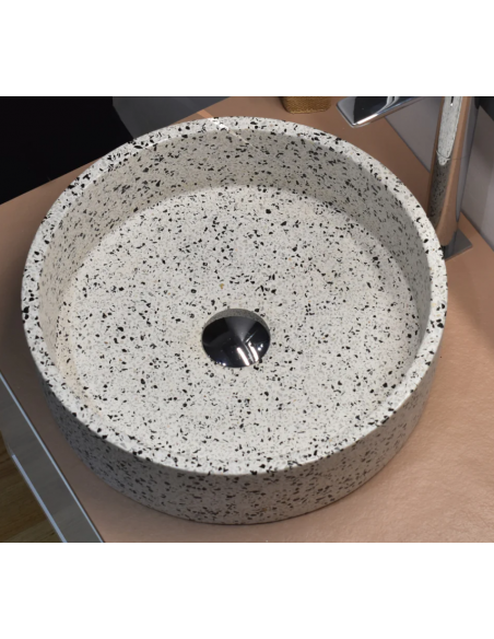 rund håndvask terrazzo beton betonvask vask bordmonteret bordplade