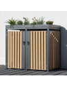 Westmann Planta Skraldespandsskjuler i stål H124 x B134 x D84 cm - Antracit/Trælook