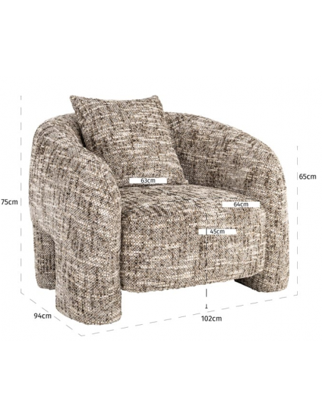 moderne lænestol loungestol boucle stof brun
