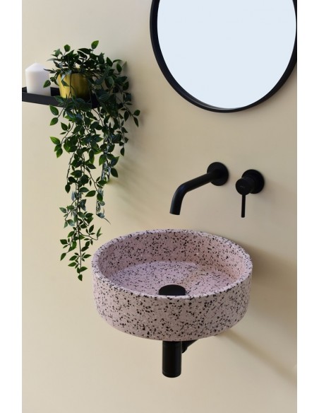 rund håndvask terrazzo beton betonvask vask vægmonteret væghængt
