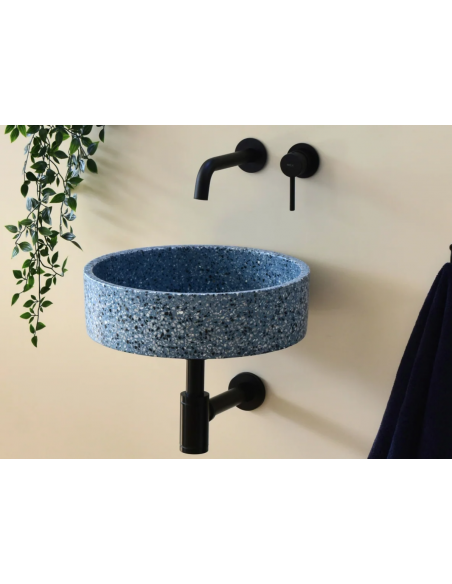 rund håndvask terrazzo beton betonvask vask vægmonteret væghængt