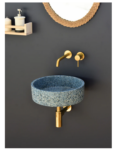 rund håndvask terrazzo beton betonvask vask vægmonteret væghængt