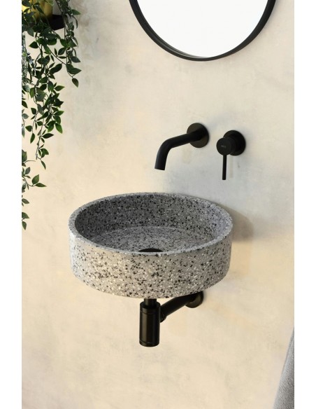 rund håndvask terrazzo beton betonvask vask vægmonteret væghængt