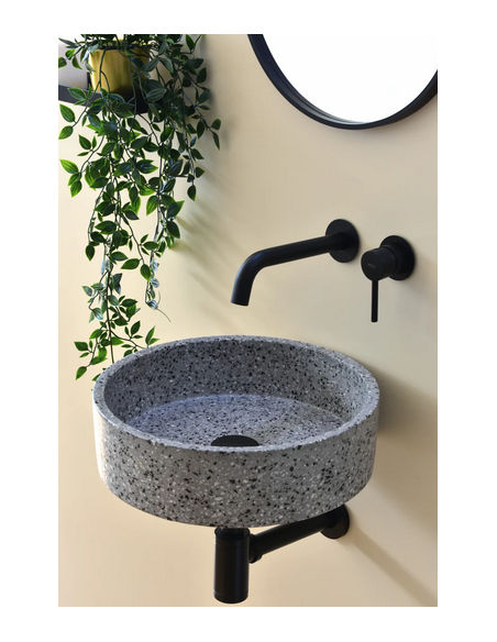 rund håndvask terrazzo beton betonvask vask vægmonteret væghængt