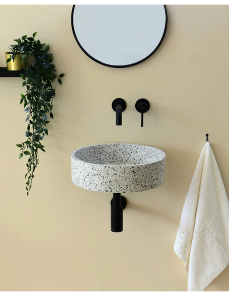 rund håndvask terrazzo beton betonvask vask vægmonteret væghængt