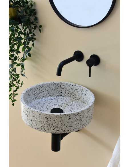 rund håndvask terrazzo beton betonvask vask vægmonteret væghængt