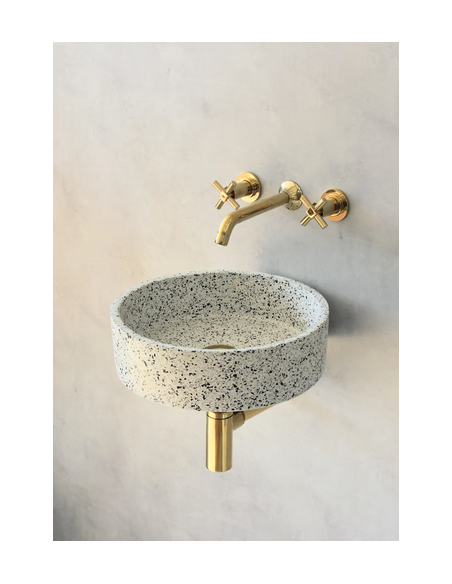 rund håndvask terrazzo beton betonvask vask vægmonteret væghængt