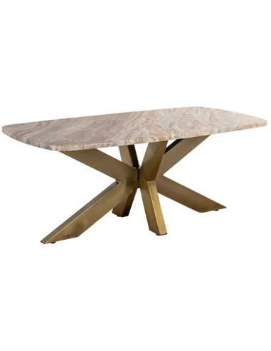 BOTTEGA Sofabord i jern og marmor 120 x 60 cm - Antik messing/Gråbrun marmor
