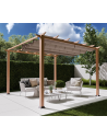 FLORIDA Pavillon i aluminium og polyester H235 x B350 x D350 cm - Lysebrun trælook/Brun