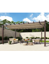 FLORENZ Pavillon i aluminium og polyester H236 x B505 x D350 cm - Mørkebrun trælook/Brun