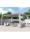 FLORENZ Pavillon i aluminium og polyester H236 x B505 x D350 cm - Hvid trælook/Brun