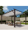 FLORENZ Pavillon i aluminium og polyester H236 x B505 x D350 cm - Mørkebrun trælook/Gråhvid