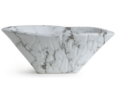 Billede af Terra håndvask i keramik 54 x 46 cm - Hvid marmor