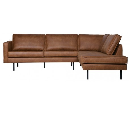 Sofa med højrevendt chaiselong i læder B300 cm - Vintage cognac