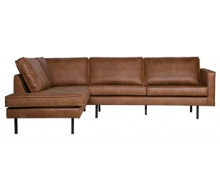 Hjørnesofa højrevendt i læder 266 x 213 cm - Vintage cognac