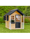 Legehus i fyrretræ H140 x B121 x D137 cm - Natur/Sort/Hvid