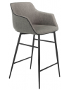 Barstol med ryglæn i stål og polyester H95 cm - Sort/Grå