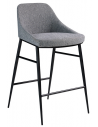 Barstol med ryglæn i stål og polyester H90 cm - Sort/Grå
