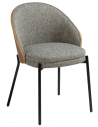 Spisebordsstol med armlæn i stål, valnøddefinér og polyester H75 cm - Sort/Valnød/Grå