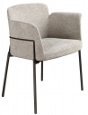 Spisebordsstol med armlæn i stål og polyester H77 cm - Mat sort/Grå