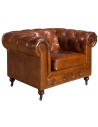 Lænestol i asktræ og ægte læder H79 cm - Mahogni/Cognac brun