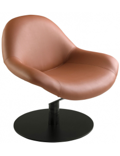 lænestol med drejefod drejefunktion cognac brun læder loungestol erhvervsindretning restaurantmøbler