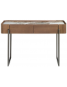 Konsolbord i stål, porcelæn og valnøddefinér H76 x B120 x D40 cm - Grå/Valnød/Marmor