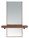 Konsolbord med spejl i valnøddefinér og glas H180 x B120 x D35 cm - Valnød