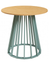 Lensu rundt spisebord i træ og MDF H76 x Ø80 cm - Mat pastelgrøn/Natur