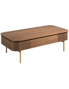 Sofabord m/skuffe i valnøddefinér og stål H37 x B120 x D60 cm - Valnød/Gylden
