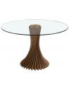 Rundt spisebord i asktræ og glas Ø130 cm - Valnød/Klar