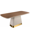 Spisebord i stål, MDF og valnøddefinér 200 x 95 cm - Beige/Valnød/Gylden