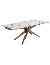 Spisebord med udtræk i valnøddefinér og porcelæn 160 - 240 x 100 cm - Valnød/Hvid marmor
