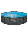 ELITE Frame fritstående pool komplet sæt m/stige og pumpe H107 x Ø427 cm - Grå rattanoptik