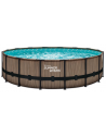 ELITE Frame fritstående pool komplet sæt m/stige og pumpe H122 x Ø488 cm - Brun teakoptik