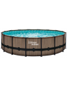 ELITE Frame fritstående pool komplet sæt m/stige og pumpe H132 x Ø549 cm - Brun teakoptik