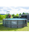 ELITE Frame fritstående pool komplet sæt m/stige og pumpe H122 x Ø488 cm - Grå rattanoptik