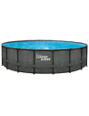 ELITE Frame fritstående pool komplet sæt m/stige og pumpe H132 x Ø549 cm - Grå rattanoptik