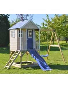 legehus klatretårn rutsjebane sandkasse gyngestativ legetårn udendørs legetøj udeleg