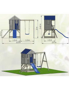 legehus klatretårn rutsjebane sandkasse gyngestativ legetårn udendørs legetøj udeleg 2