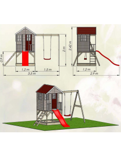 legehus klatretårn rutsjebane sandkasse gyngestativ legetårn udendørs legetøj udeleg 2