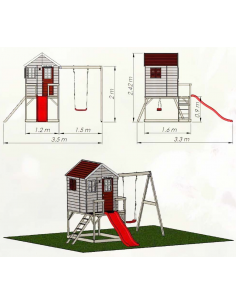 legehus klatretårn rutsjebane sandkasse gyngestativ legetårn udendørs legetøj udeleg 2