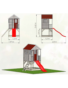 legehus klatretårn rutsjebane sandkasse legetårn udendørs legetøj udeleg 2