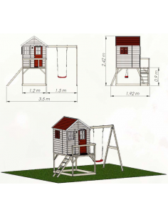 legehus klatretårn gyngestativ legetårn udendørs legetøj udeleg træ 2