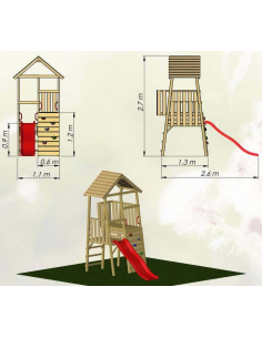 legehus klatretårn rutsjebane legetårn udendørs legetøj udeleg træ 2