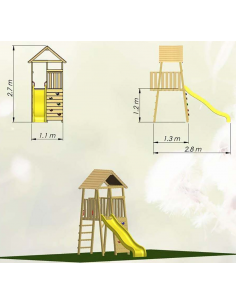 legehus klatretårn rutsjebane legetårn udendørs legetøj udeleg træ 2