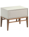Sengebord med 1 skuffe i valnøddefinér og MDF H50 x B60 x D40 cm - Valnød/Beige højglans
