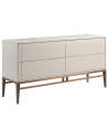 Kommode med 4 skuffer i valnøddefinér og MDF H80 x B160 x D45 cm - Valnød/Beige højglans