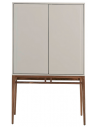 Vitrineskab med 2 skabslåger i valnøddefinér og MDF H150 x B90 x D40 cm - Valnød/Beige højglans
