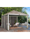 NANDA Pavillon i aluminium og stål H313,2 x B363 x D363 cm - Champagne/Brun